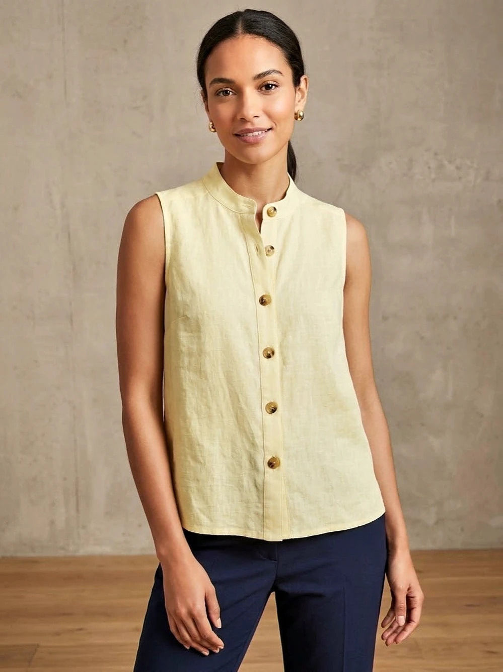 Ann Taylor Linen-Blend Sleeveless Top in Yellow NWT